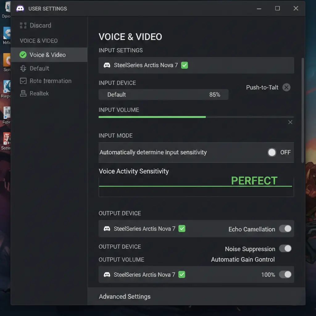 discord mic settings for headset